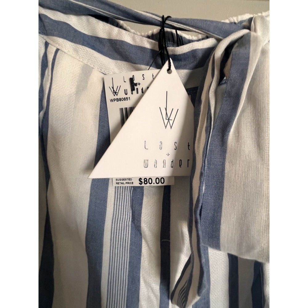 Anthropologie Lost and Wander Blue White Stripes Pants NWT $80 - Picture 4 of 8
